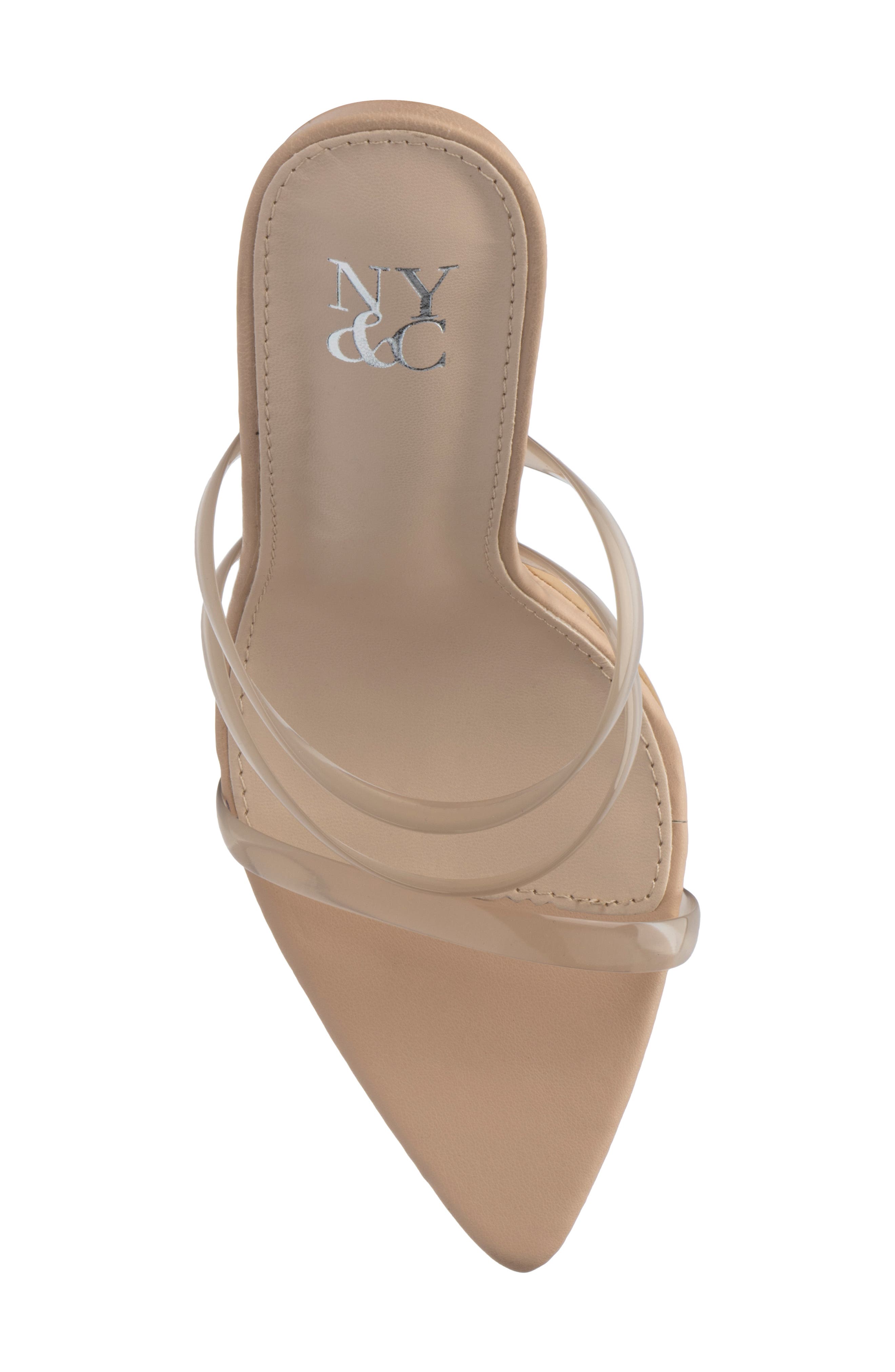 NEW YORK AND COMPANY Biana Clear Strappy Heeled Sandal, Alternate, color, Nude