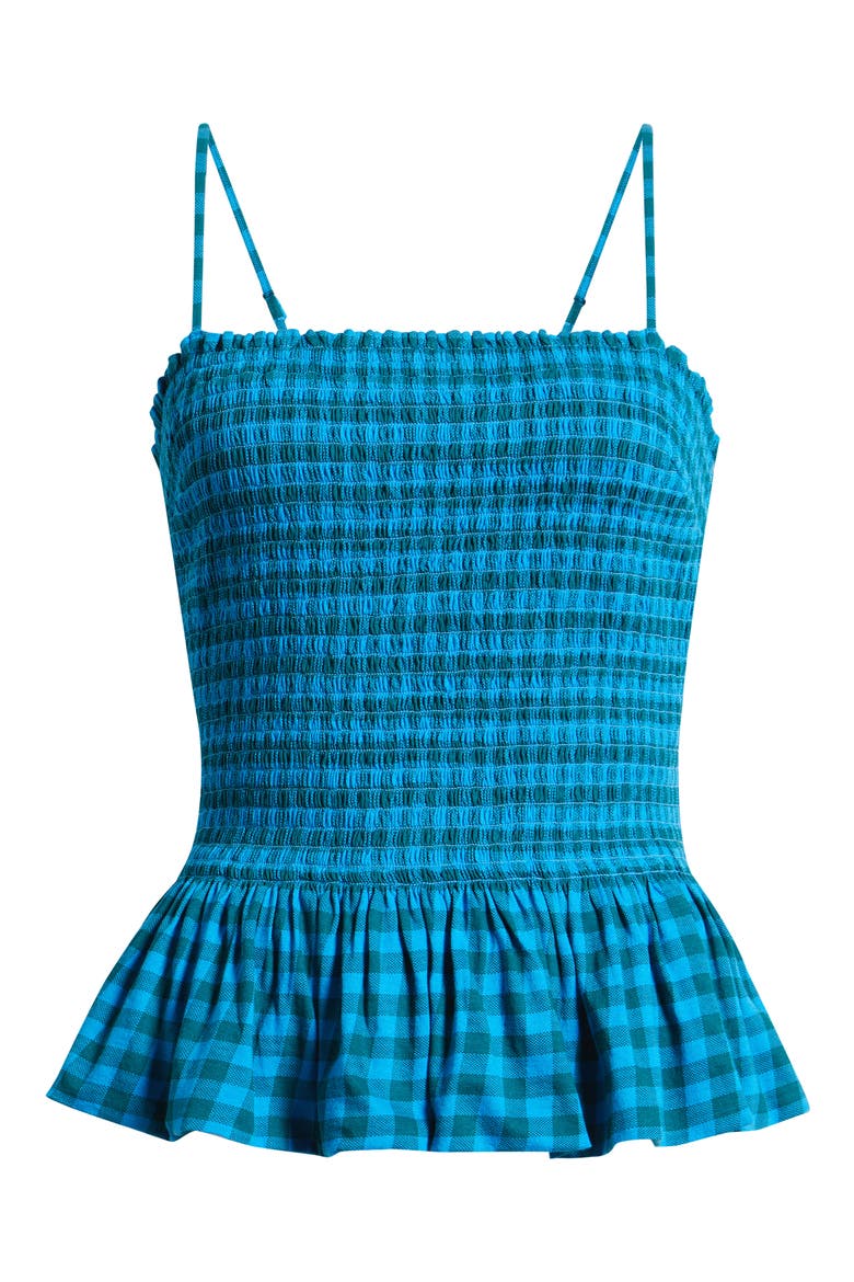 Sundance Gingham Peplum Tank, Alternate, color, TEAL COMBO