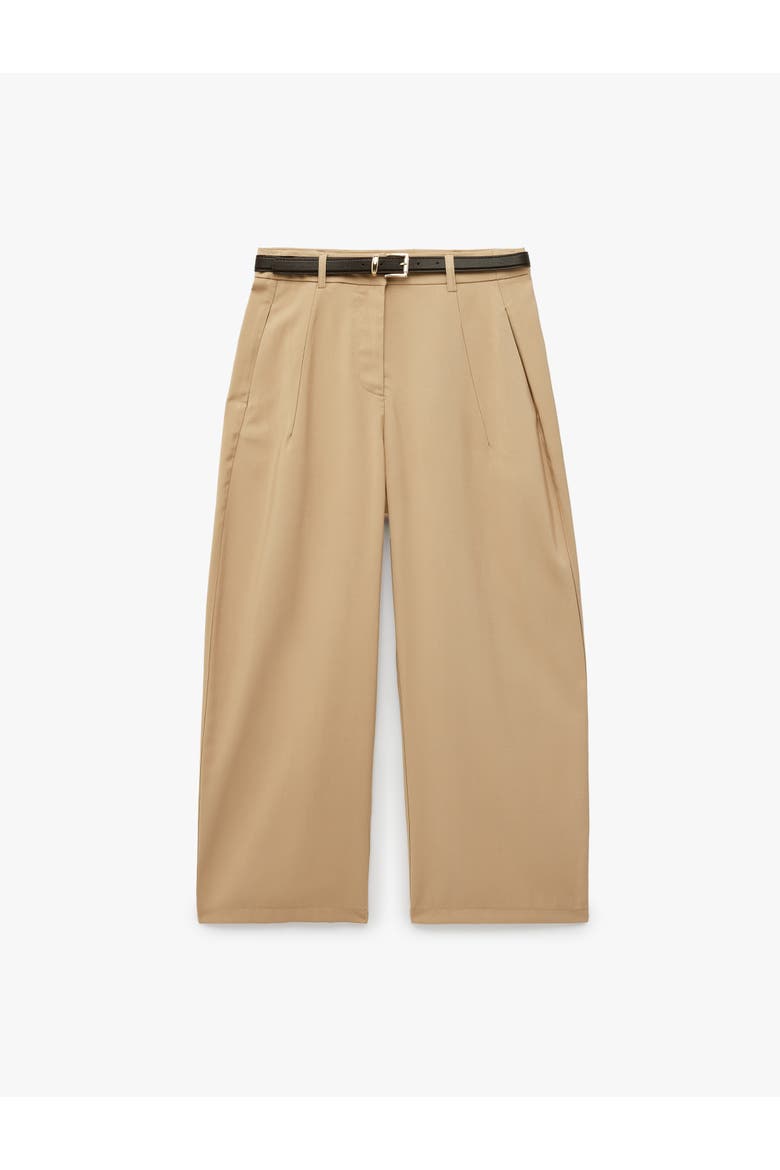 Belted Barrel Fit Pants, Alternate, color, BEIGE