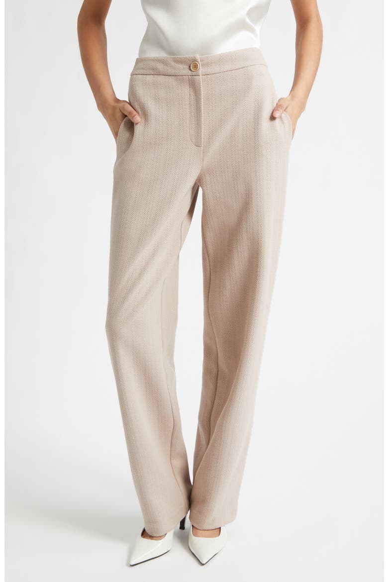 Chevron Stretch Cotton Blend Jersey Pants, Main, color, TAN