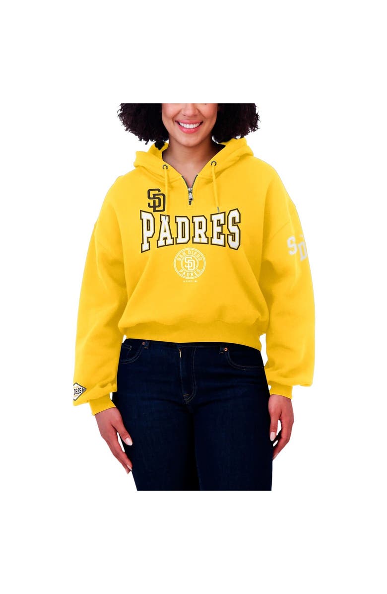 WEAR by Erin Andrews Women's WEAR by Erin Andrews Gold San Diego Padres  Patch Quarter-Zip Hoodie, Alternate, color, 