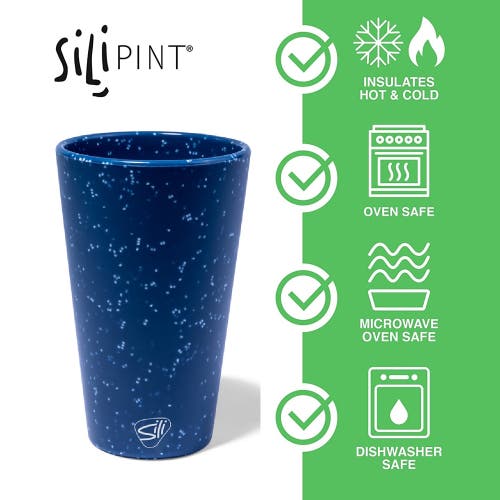Silipint Silicone Pint Glasses 2 Pack Speckled Blue 16oz Unbreakable Cups