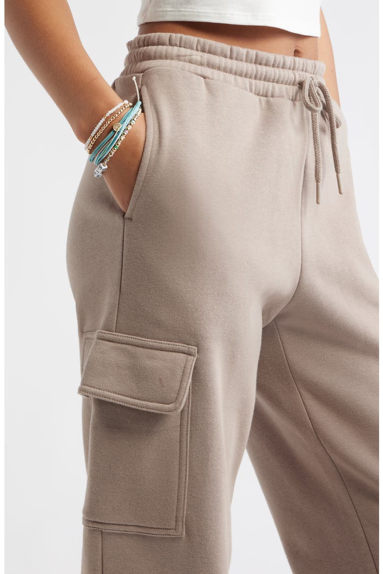 Baggy Wide Leg Cargo Sweatpants, Alternate, color, GREY FUNGI