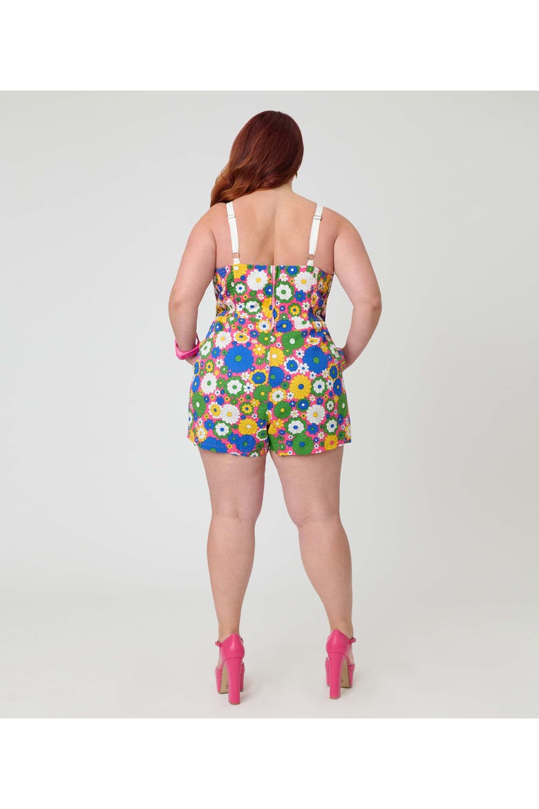 Plus Size Skirted Dolly Romper, Alternate, color, Blue Floral Print