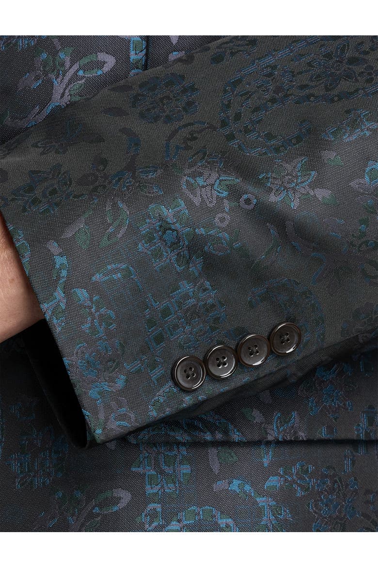 Big & Tall Floral Sport Coat, Alternate, color, BLACK