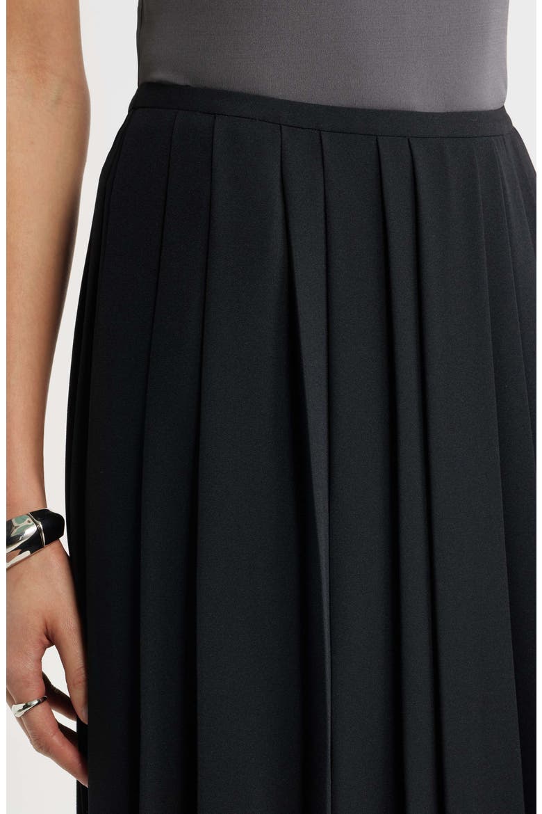 Pleated Midi Skirt, Alternate, color, BLACK