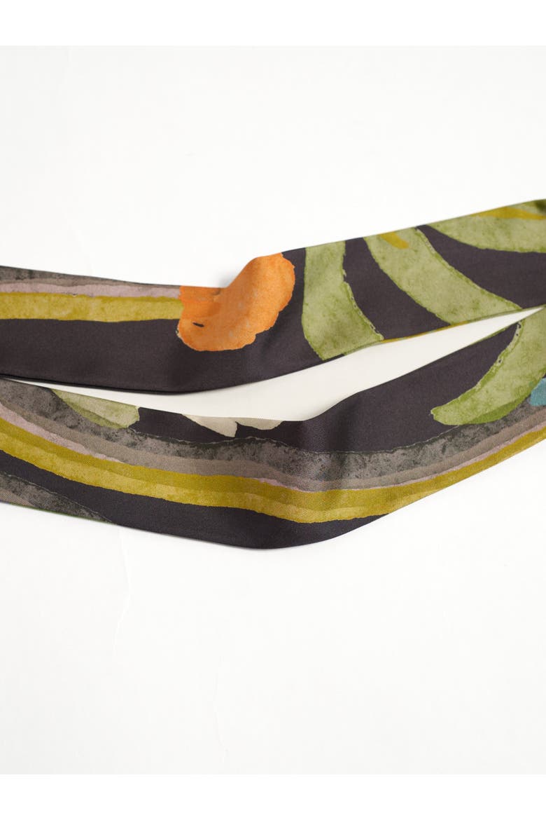 "Ethereal Mirage" Silk Twill Skinny Scarf, Alternate, color, Dark Brown