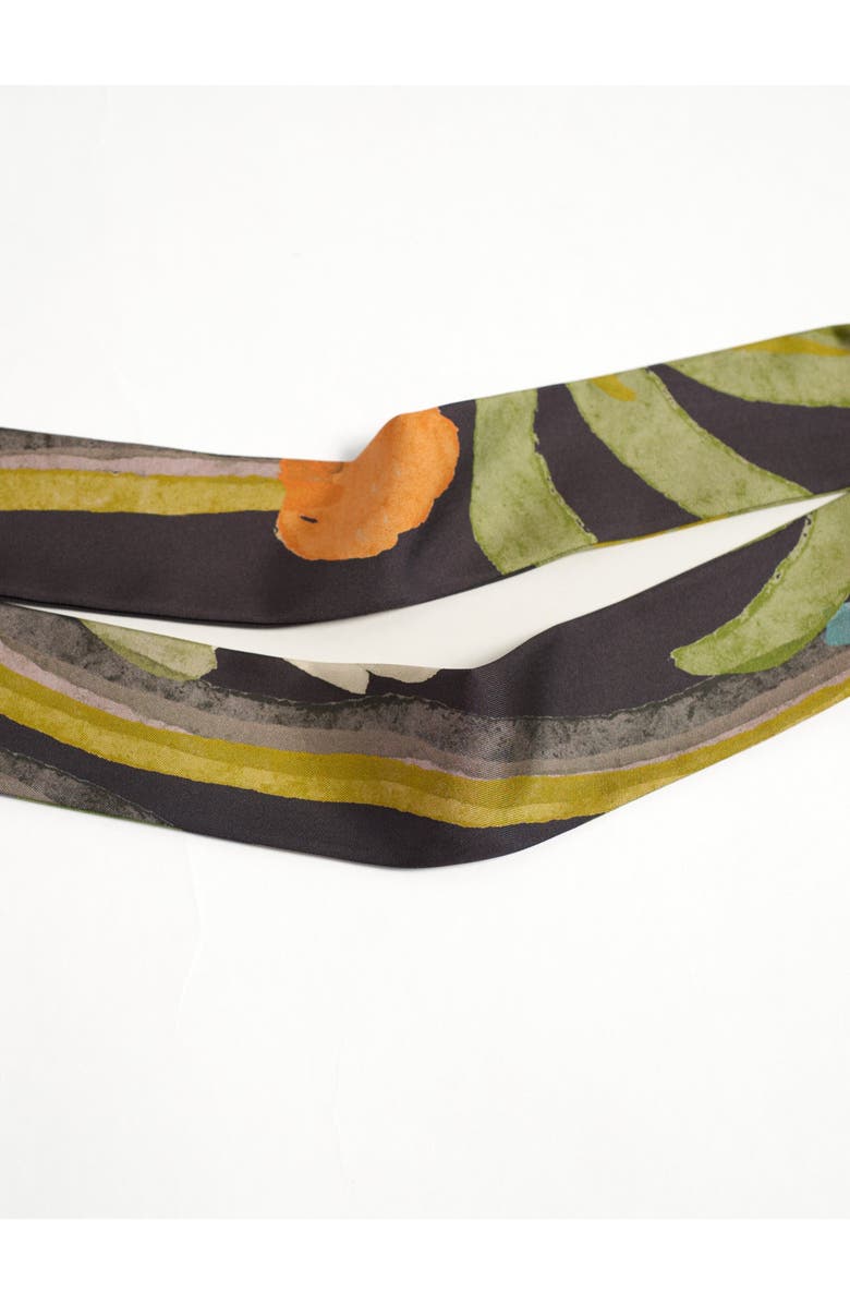 Lost Pattern "Ethereal Mirage" Silk Twill Skinny Scarf, Alternate, color, Dark Brown