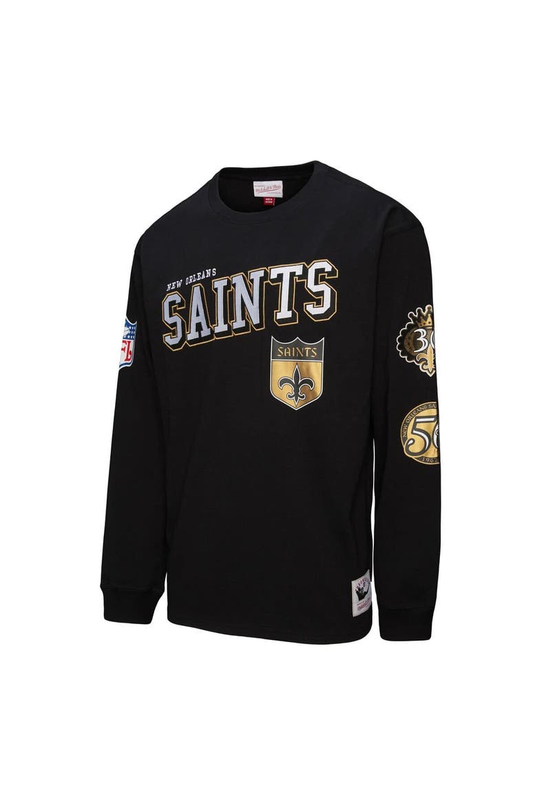 Men's Mitchell & Ness  Black New Orleans Saints Training Camp Vintage Logos Long Sleeve T-Shirt, Alternate, color, Black