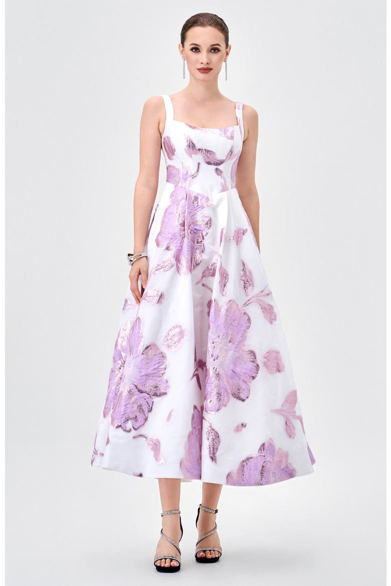 Romaine Square Neck Midi, Alternate, color, LILAC