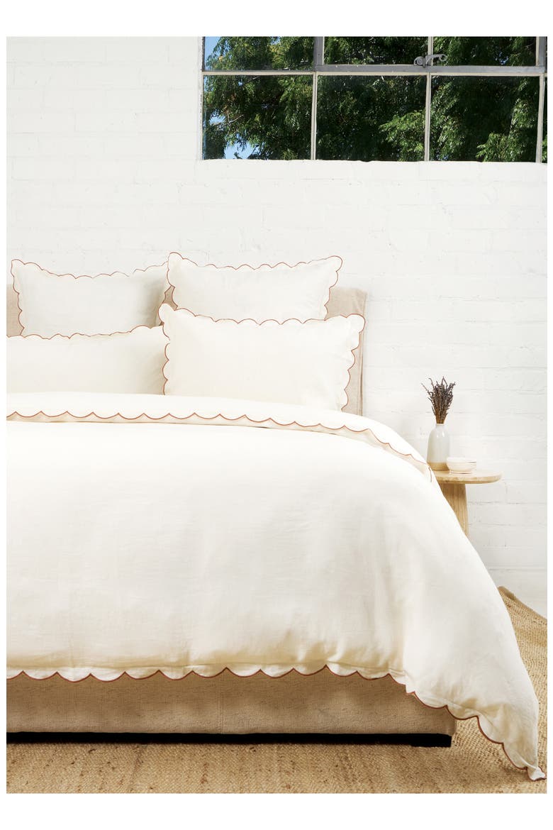 Kelly Linen Duvet Cover, Alternate, color, CREAM/ TERRA COTTA