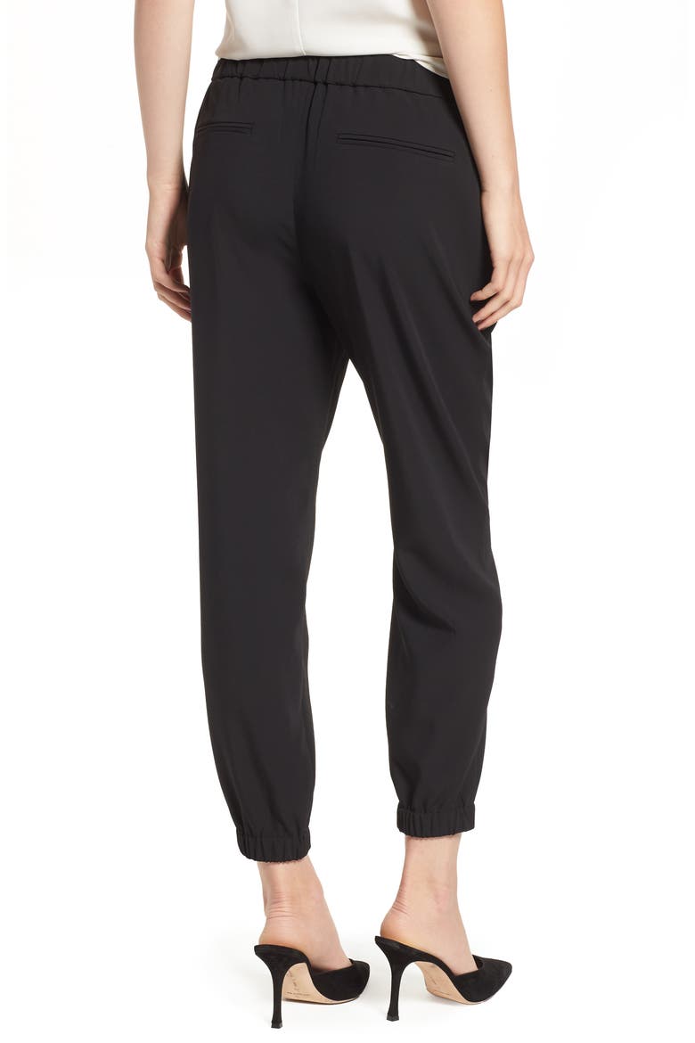 Stretch Crepe Jogger Pants, Alternate, color, BLACK