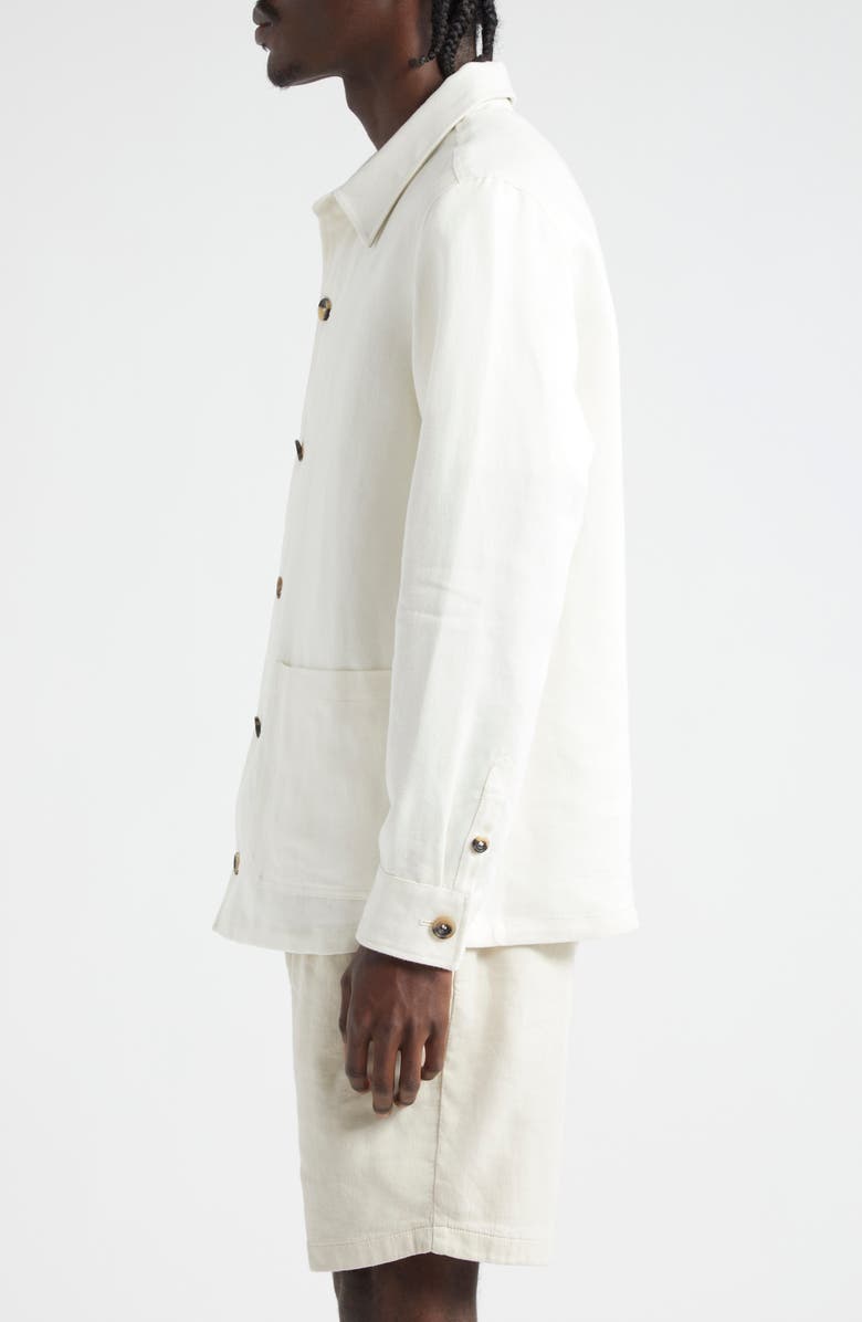 Thom Sweeney Patch Pocket Linen Overshirt, Alternate, color, White