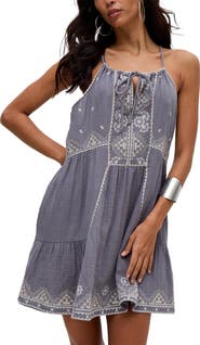 Raffya Jen Tiered All Over Embroidered Mini Dress