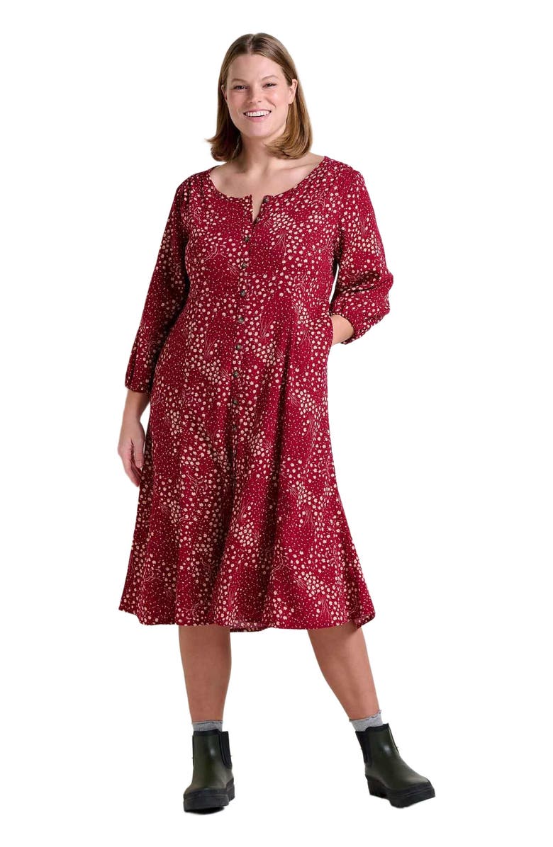 Toad & Co Manzana Paneled Midi Long Sleeve Dress, Alternate, color, Berry Floral Print