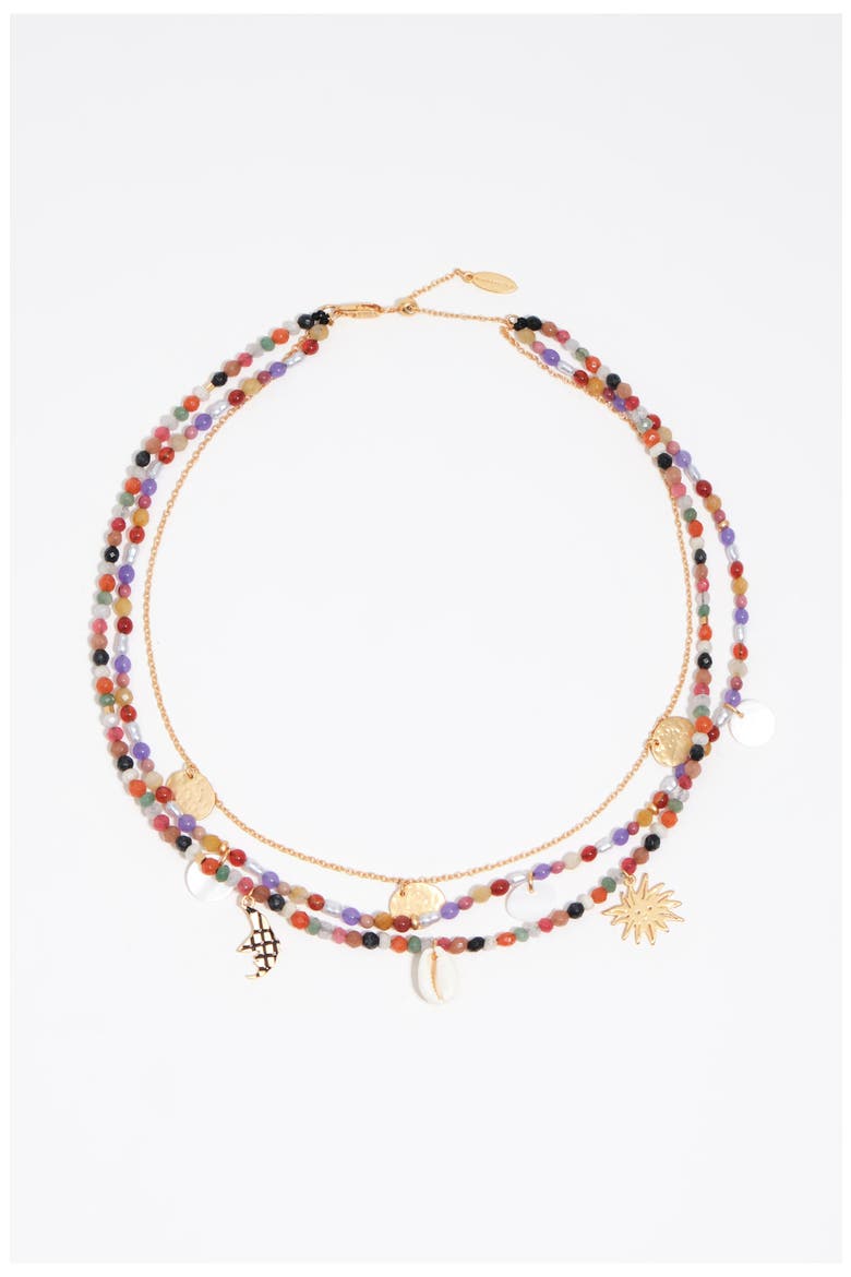 Multicolor Stones Double-Layer Necklace, Main, color, LIGHT LILAC