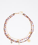 Bimba y Lola Multicolor Stones Double-Layer Necklace