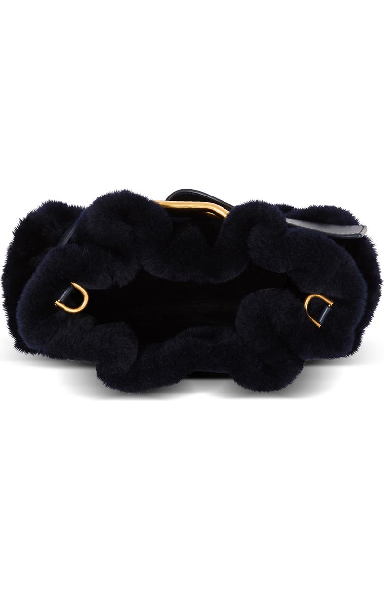 Balmain Mini Anthem Genuine Shearling Shoulder Bag, Alternate, color, Raven