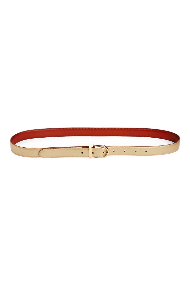 Nora Reversible Metallic Leather Belt, Alternate, color, COGNAC- GOLD