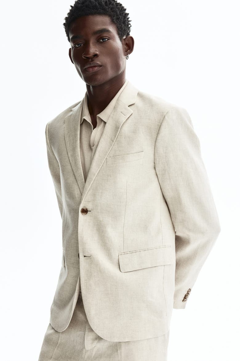 Slim Fit Linen Jacket, Alternate, color, Light beige