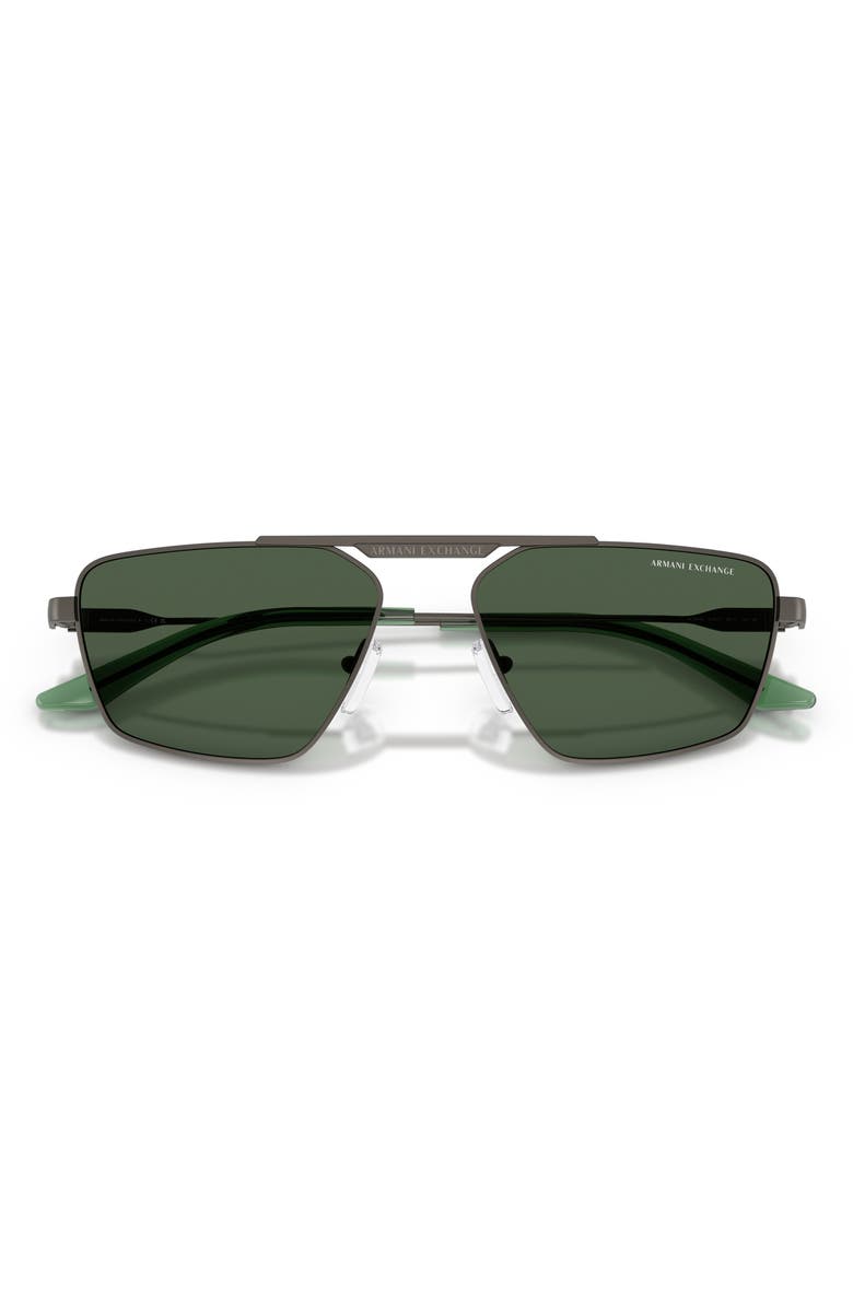 Armani Exchange 56mm Aviator Sunglasses, Alternate, color, Matte Grey / Dark Green
