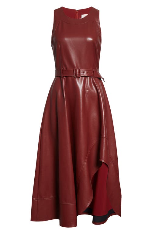 Cinq À Sept Zelda Faux Leather High Low Hem Dress In Red
