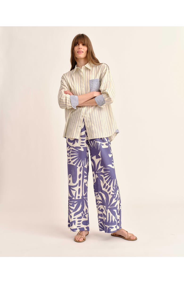 Cartolina Mia Printed Linen Pant, Alternate, color, Coastal Indigo
