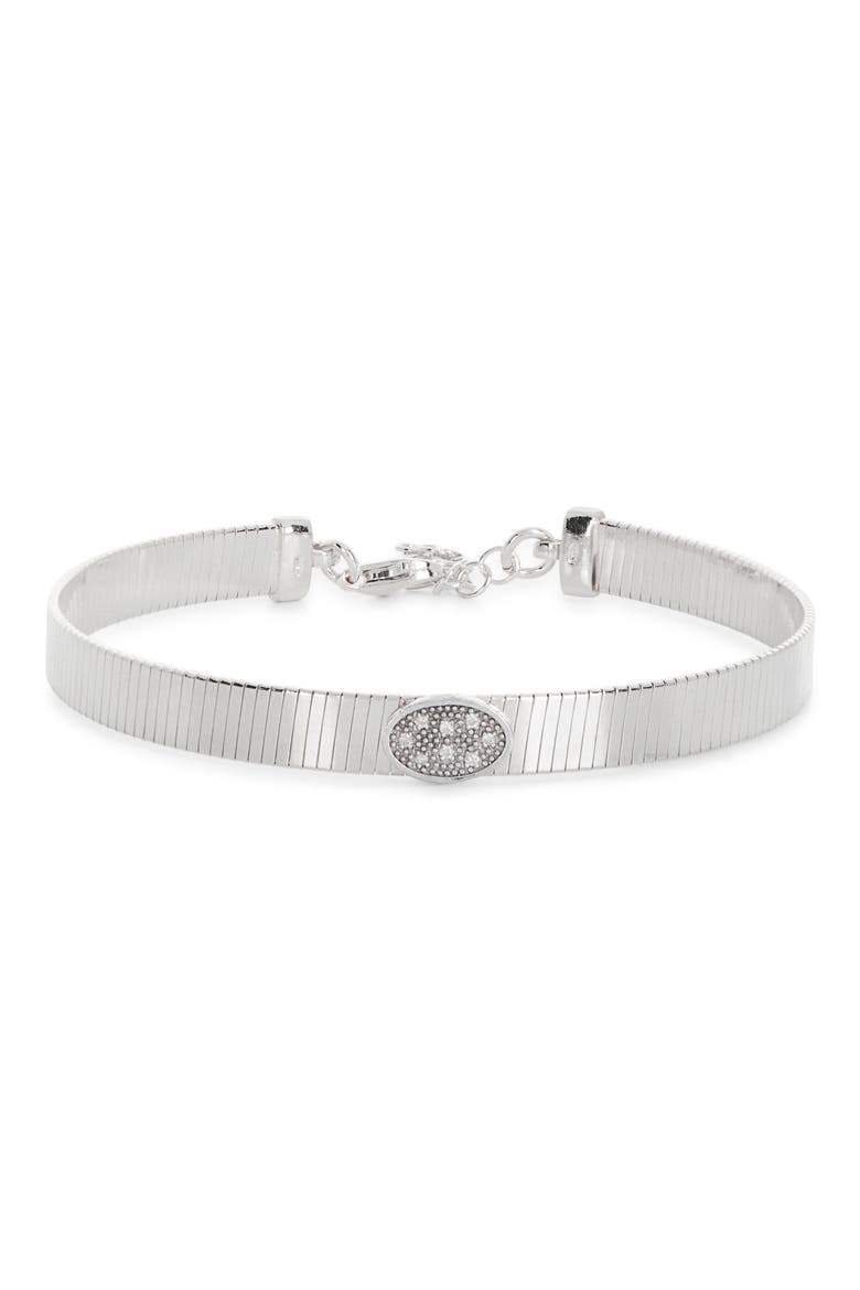 Oval Diamond Ribbed Chain Bracelet, Main, color, WHITE GOLD