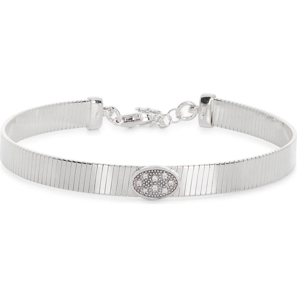 Meshmerise Oval Diamond Ribbed Chain Bracelet In White Gold