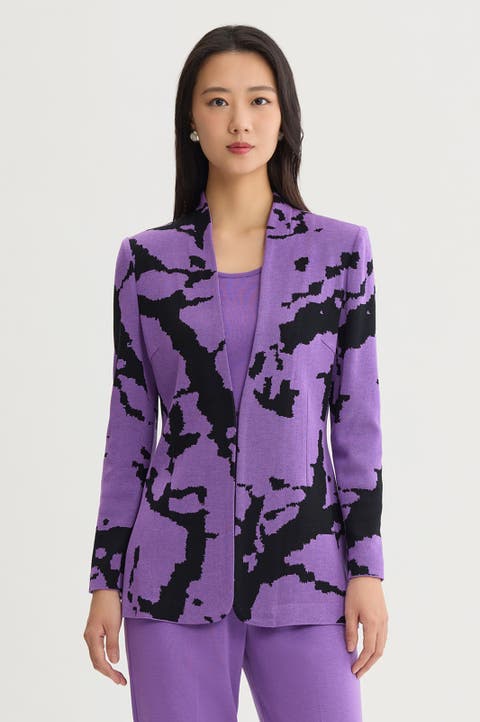Abstract Jacquard Knit Jacket