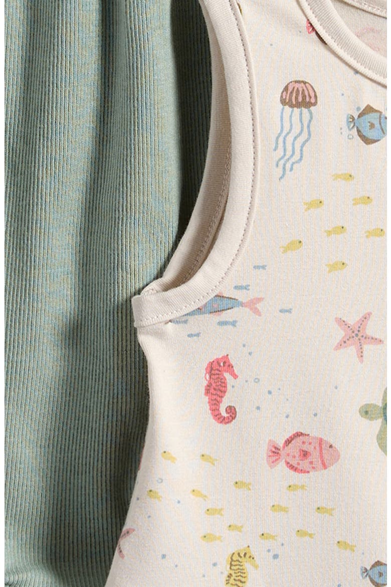 2-Pack Assorted Stretch Organic Cotton Bodysuits, Alternate, color, SEA LIFE