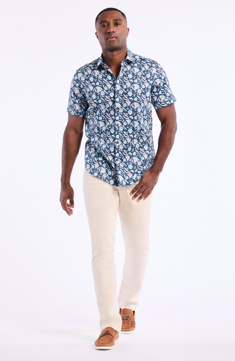Robert Graham Floral Print Short Sleeve Cotton Button-Up Shirt, Alternate, color, Multi