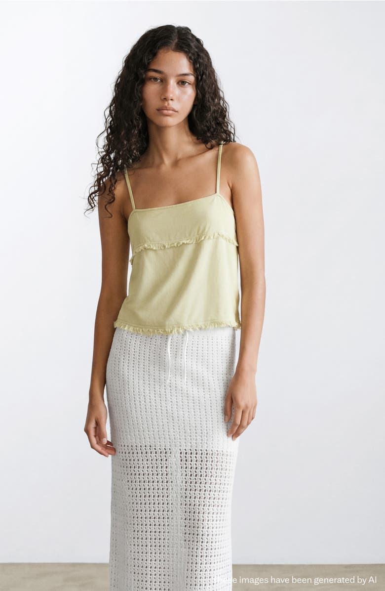 MANGO TEEN Cotton Open Stitch Knit Maxi Skirt, Alternate, color, White