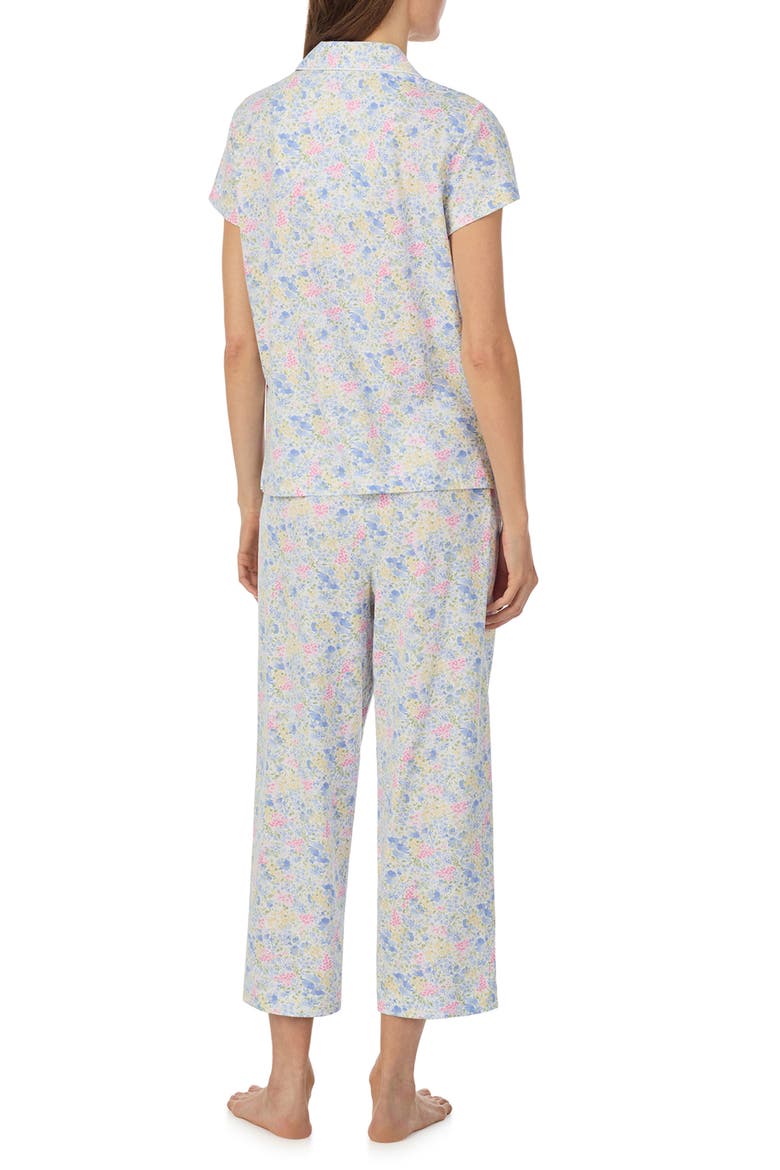 Short Sleeve Cotton Blend Crop Pajamas, Alternate, color, BLUE PRINT