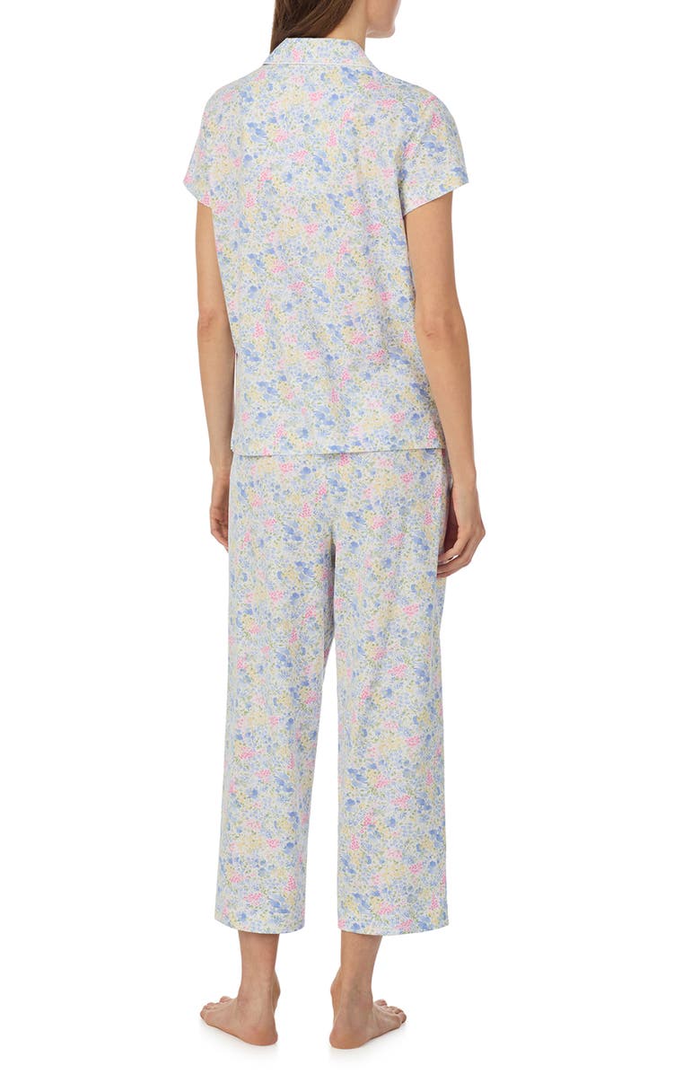 Lauren Ralph Lauren Short Sleeve Cotton Blend Crop Pajamas, Alternate, color, 
