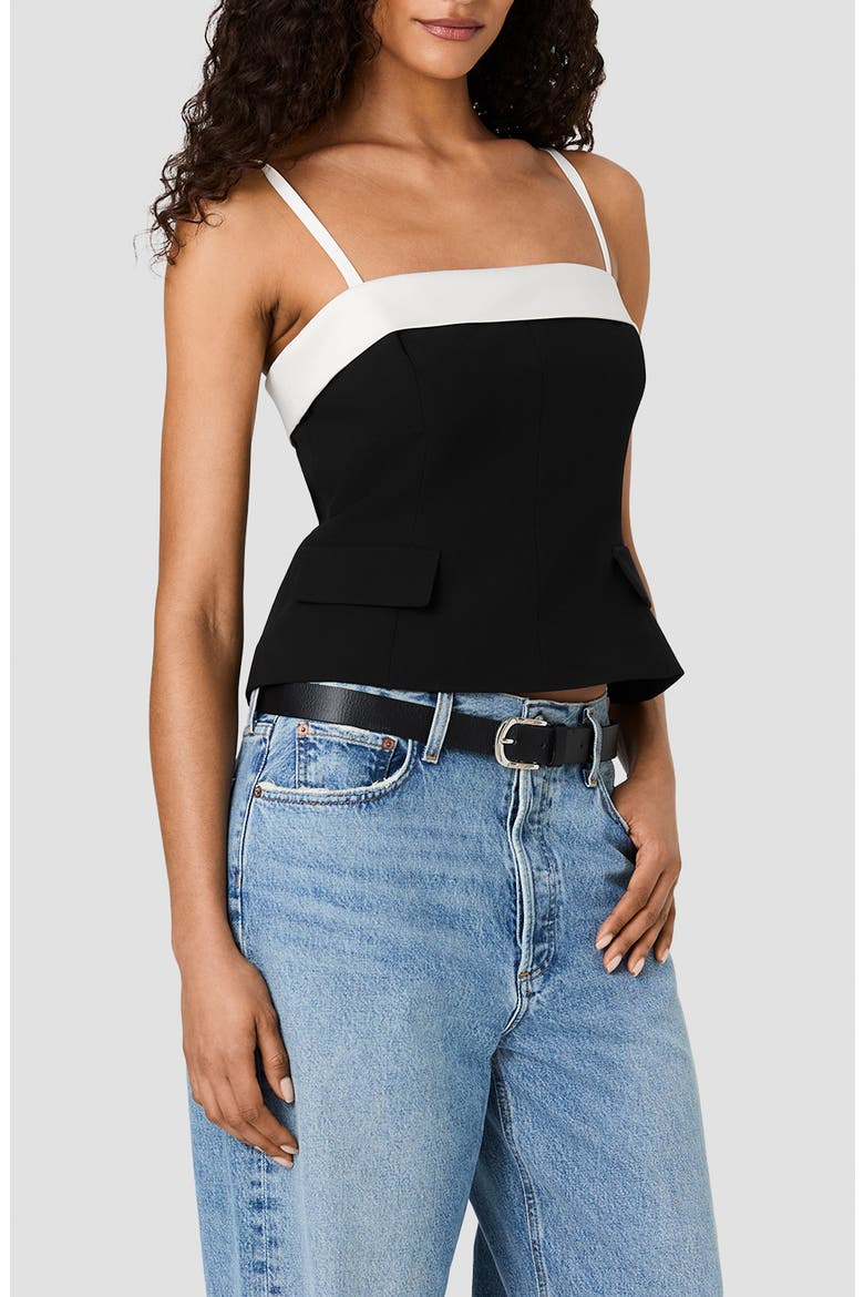Azra Foldover Camisole, Alternate, color, BLACK/ PORCELAIN CREAM