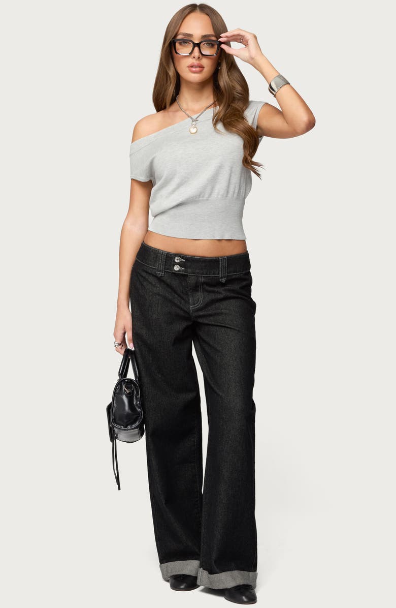 EDIKTED Michaela Off the Shoulder Crop T-Shirt, Alternate, color, 
