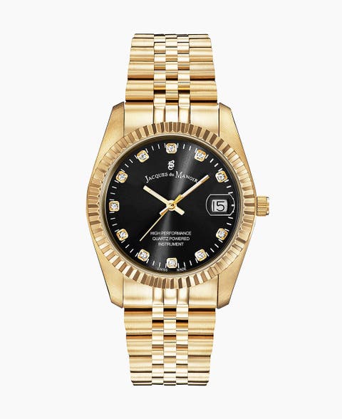 Jacques Du Manoir Inspiration - 36mm, Black Dial, Gold-Tone Ladies Watch
