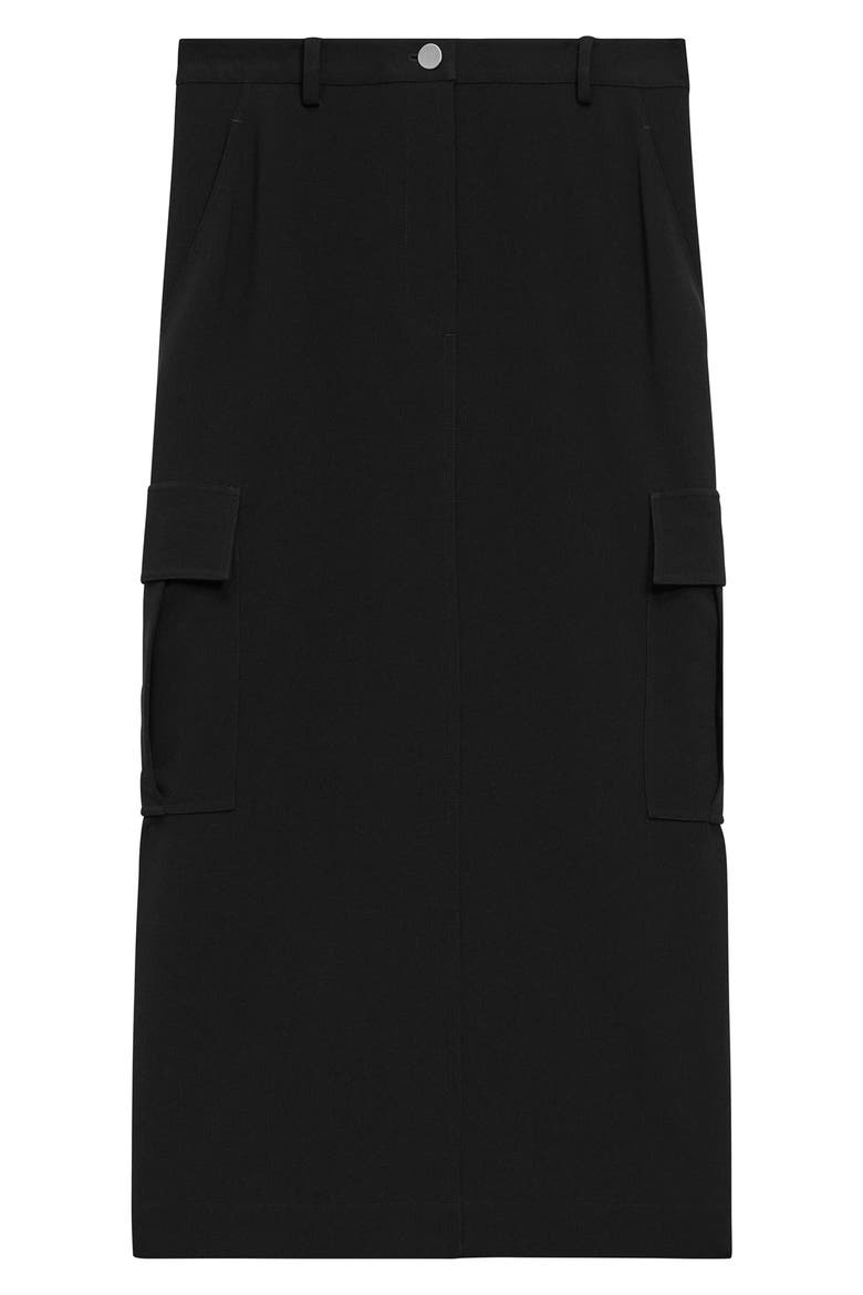 Cargo Midi Skirt, Alternate, color, BLACK