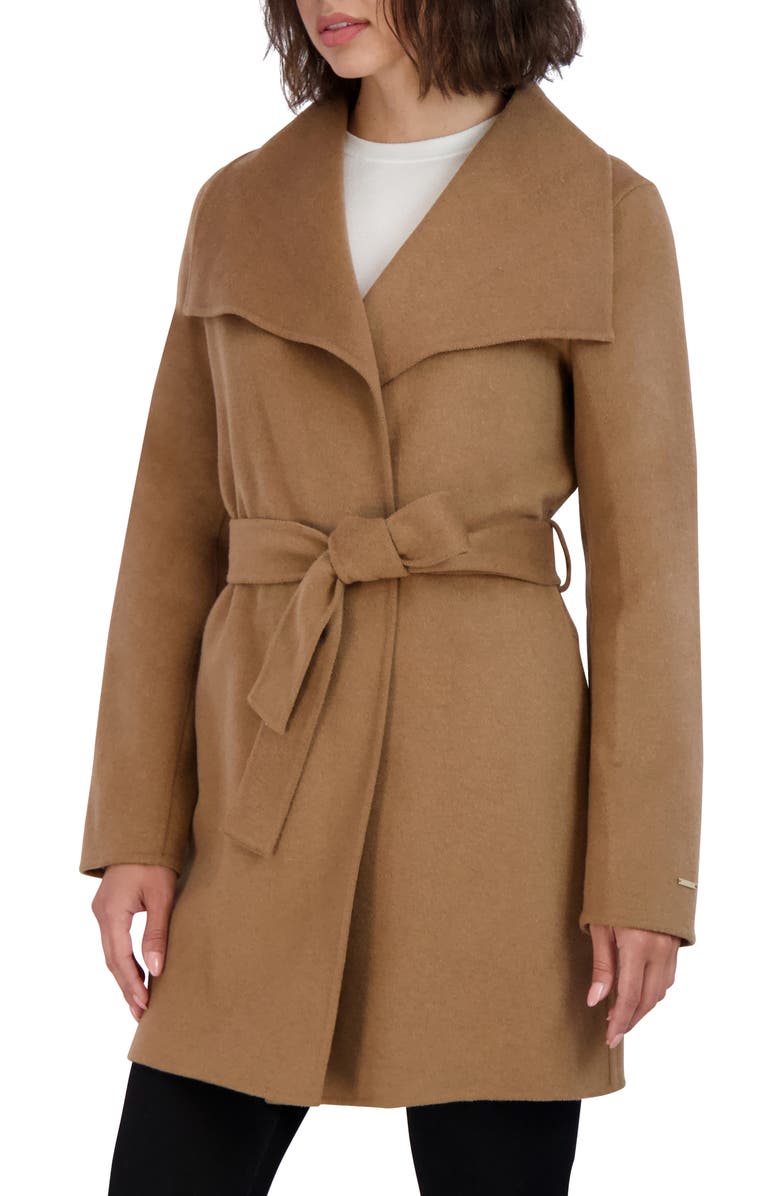 Tahari Ella Tie Belt Wool Blend Coat, Alternate, color,