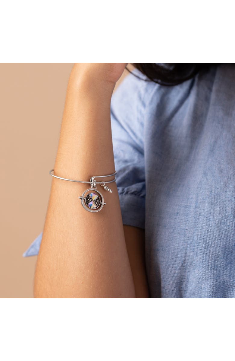 Alex and Ani Harry Potter<sup>™</sup> Time Turner Spinner Charm Bangle Bracelet, Alternate, color, Silver