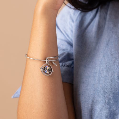 Alex And Ani Harry Potter Time Turner Spinner Charm Bangle Bracelet In Silver