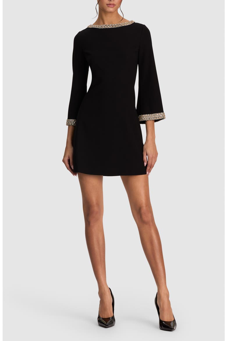 Mailynn Embellished A-Line Minidress, Main, color, BLACK