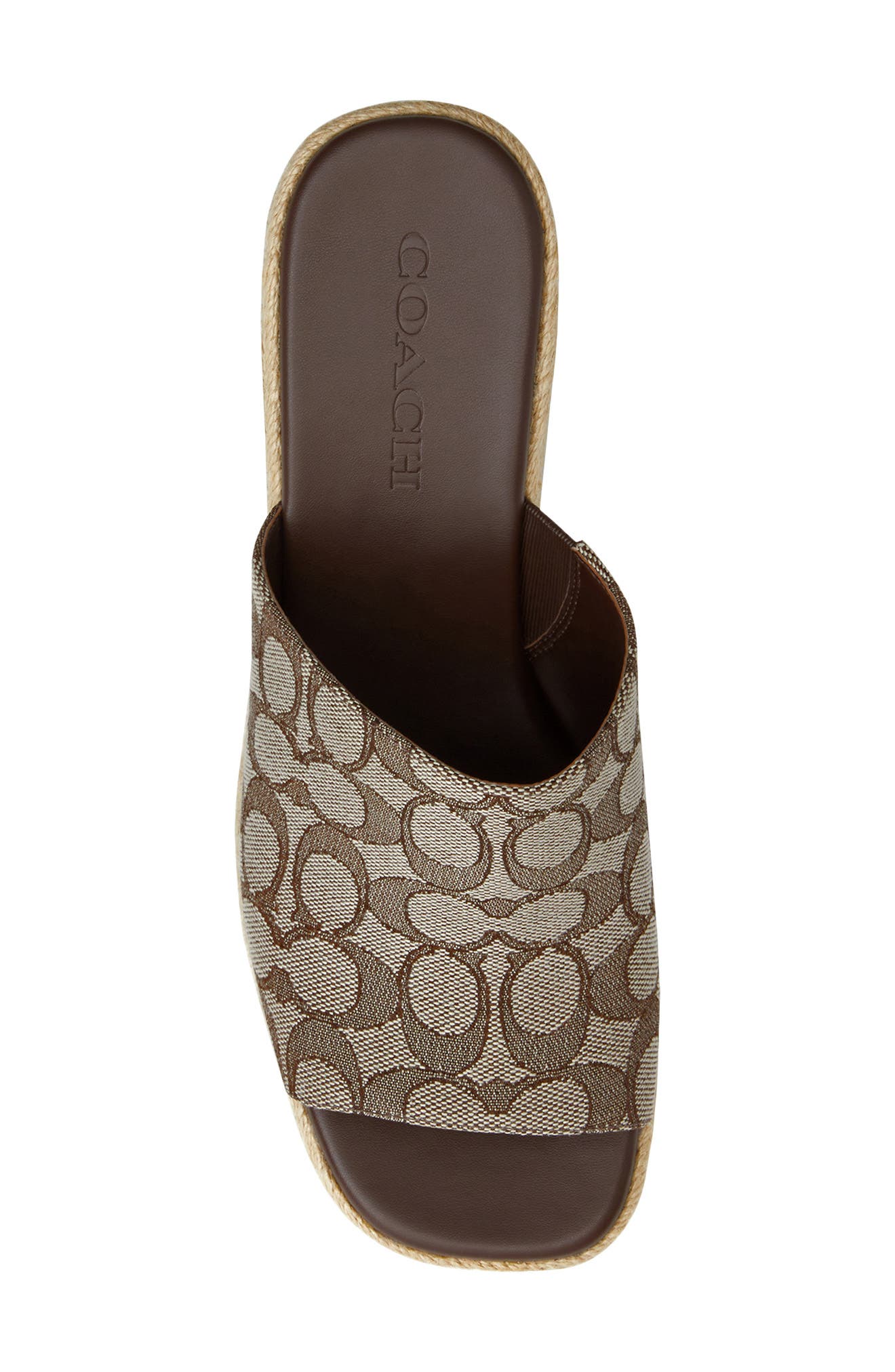 COACH Signature Jacquard Platform Wedge Sandal, Alternate, color, Oak/ Maple