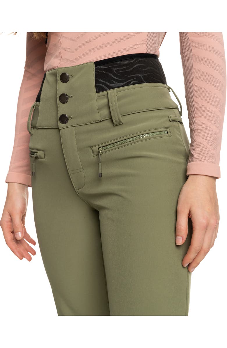 Roxy Rising High Waterproof Shell Snow Pants, Alternate, color, Deep Lichen Green