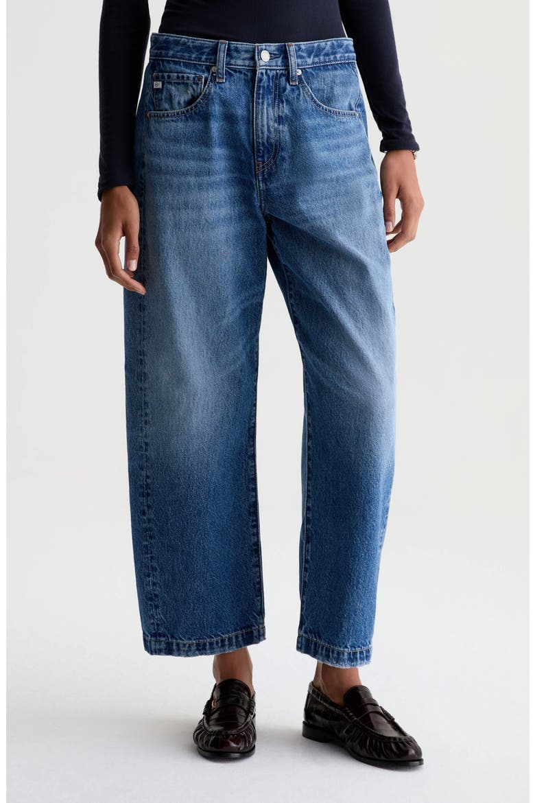 Hattie High Waist Ankle Barrel Leg Jeans, Main, color, JIVE