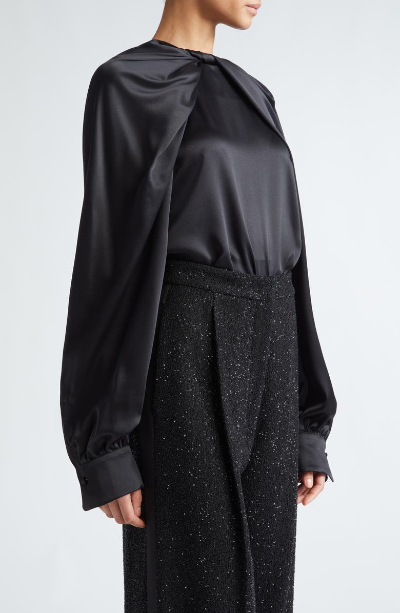 Max Mara Key Twist Detail Draped Silk Satin Top, Alternate, color, 