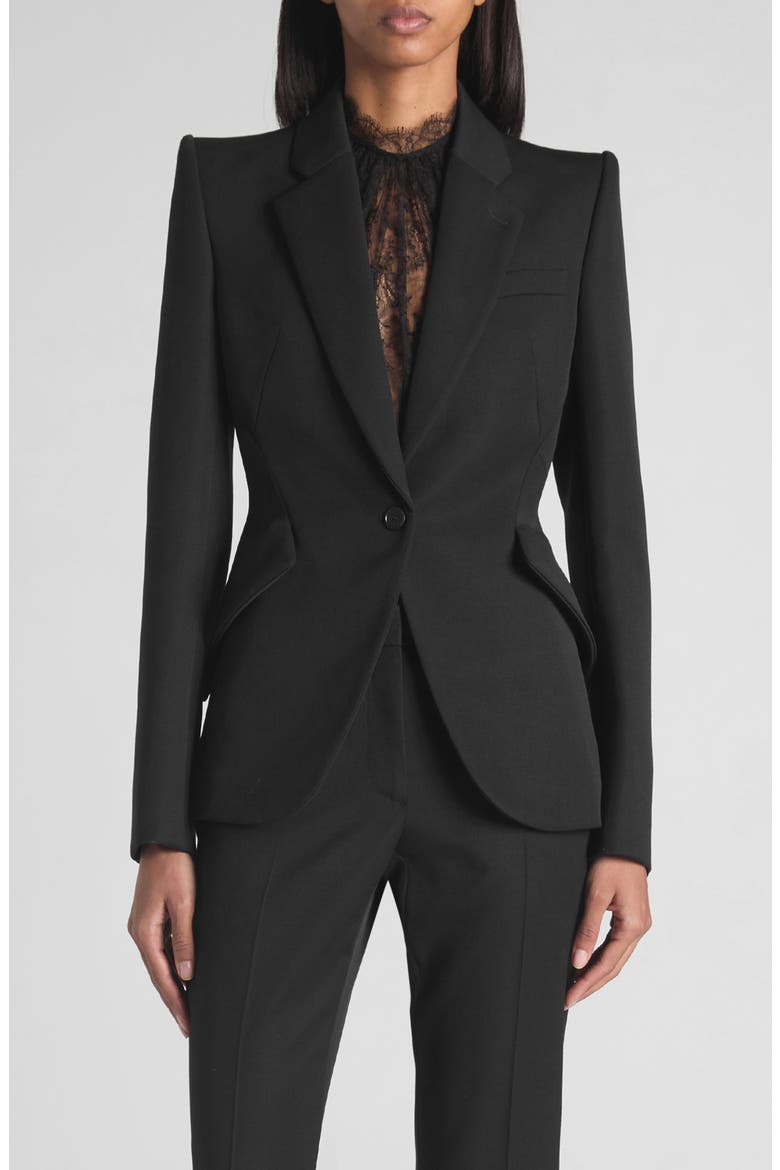 One-Button Wool Jacket, Main, color, BLACK