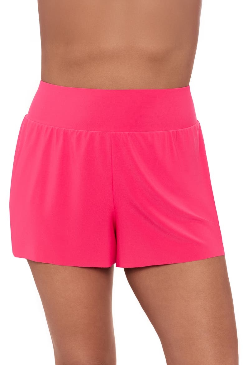 Beach Short High Waist Swimsuit Bottom, Main, color, Rose Quartz