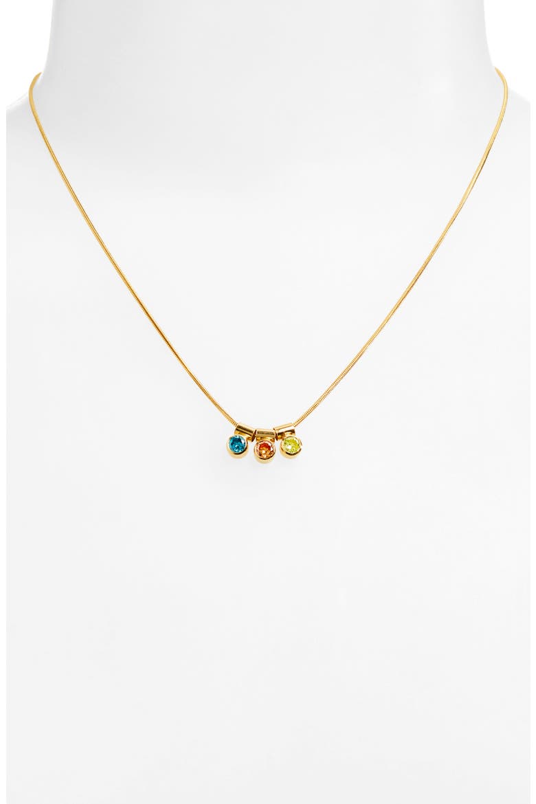 Ellie Multiple Birthstone Pendant Necklace, Alternate, color, GOLD / 3 CHARMS